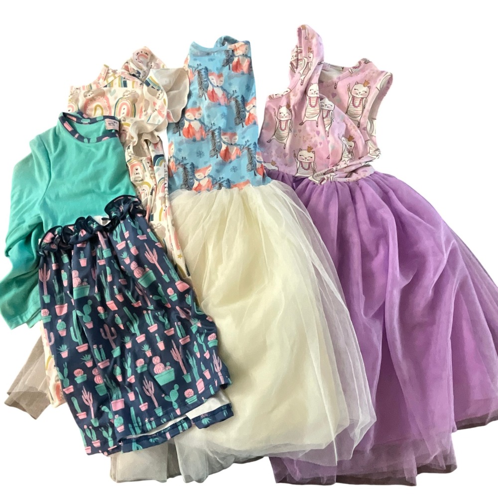 Pete + Lucy Dress Bundle‎ Girls 10/12 Fox Cactus Rainbow Unicorn Kitty Cat